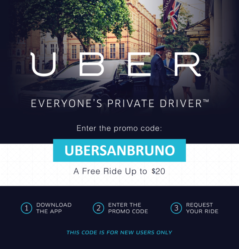 Uber Free Ride Credit Use UBERSANBRUNO promo code! Uber Promo Code